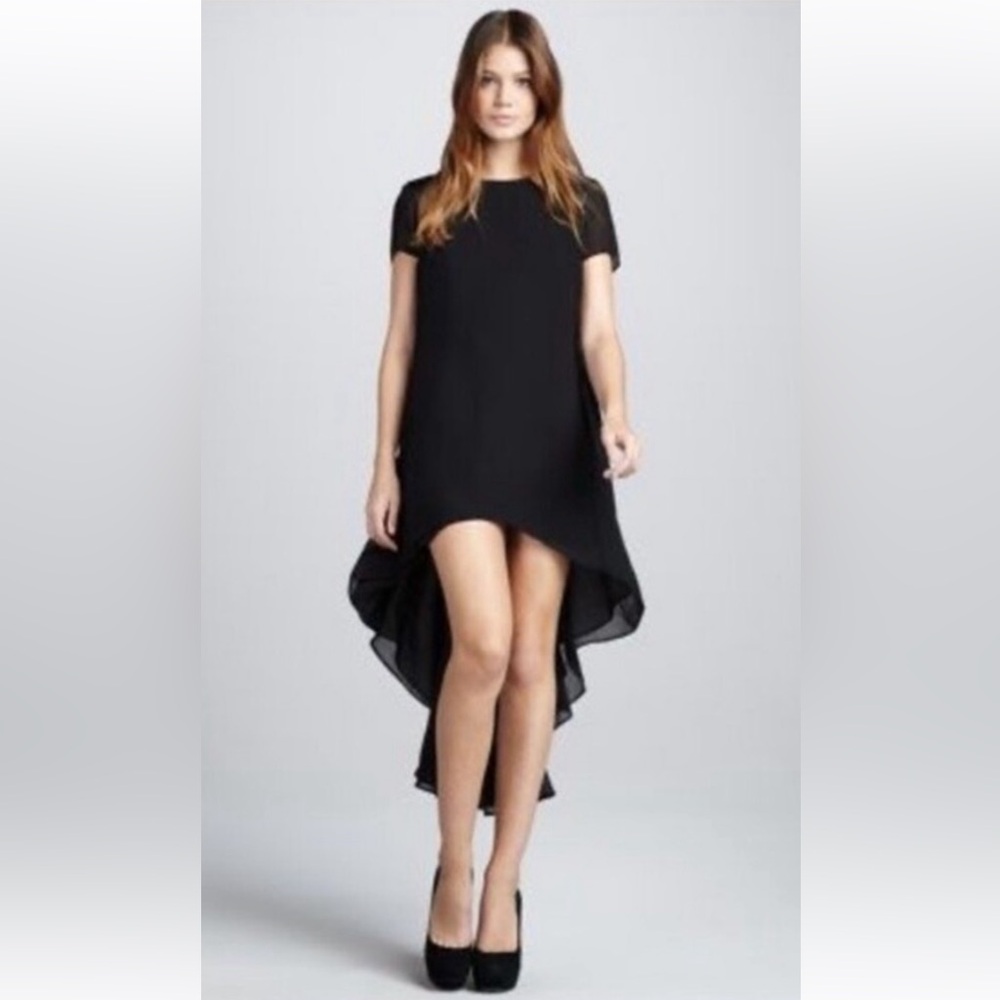 Dress the Population High Low Dress with Leather Detail